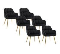 Lot de 6 chaises avec accoudoirs en velours et métal doré - Noir - PEGA de PASCAL MORABITO