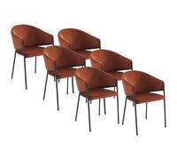 Lot de 6 chaises avec accoudoirs en velours et métal noir - Terracotta - ORDIDA de