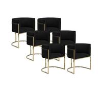 Lot de 6 chaises avec accoudoirs - Velours et acier inoxydable - Noir et doré - PERIA de Pascal MORABITO
