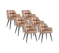 Lot de 6 chaises avec accoudoirs - Velours et métal - Beige - PEGA de