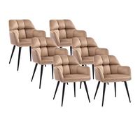 Lot de 6 chaises avec accoudoirs - Velours et métal - Beige - PEGA de PASCAL MORABITO