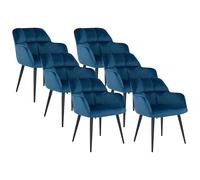 Lot de 6 chaises avec accoudoirs - Velours et métal - Bleu - PEGA de PASCAL MORABITO