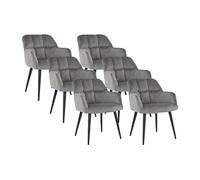 Lot de 6 chaises avec accoudoirs - Velours et métal - Gris - PEGA de PASCAL MORABITO