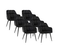 Lot de 6 chaises avec accoudoirs - Velours et métal - Noir - PEGA