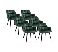 Lot de 6 chaises avec accoudoirs - Velours et métal - Vert - PEGA de