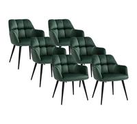Lot de 6 chaises avec accoudoirs - Velours et métal - Vert - PEGA Vert Sapin