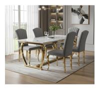 Lot de 6 Chaises baroque LOUIS Gold Velours Gris