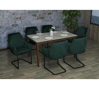 Lot De 6 Chaises Cantilever Hwc-G67, Chaise De Salle À Manger, Chaise De Cuisine, Tissu/Textile Öko-Tex Mvg Vert Multicolore