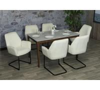 Lot De 6 Chaises Cantilever Hwc-G67, Chaise De Salle À Manger, Chaise De Cuisine, Tissu/Textile Öko-Tex Mvg Crème-Beige Multicolore