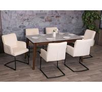 Mendler Lot de 6 chaises Cantilever HWC-N60 Öko-Tex MVG crème-Beige