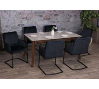 Lot De 6 Chaises Cantilever Hwc-N60, Chaise De Salle À Manger, Chaise De Cuisine, Tissu/Textile Öko-Tex Mvg Anthracite-Bleu Bleu