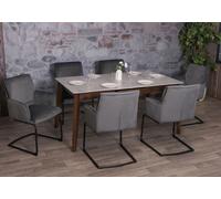 Lot De 6 Chaises Cantilever Hwc-N60, Chaise De Salle À Manger, Chaise De Cuisine, Tissu/Textile Öko-Tex Mvg Gris Foncé Gris