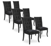 Lot de 6 chaises capitonnées Chaza Velours Noir