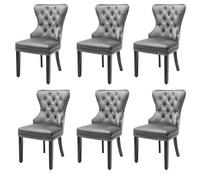 Lot de 6 Chaises Capitonnées en Velours - Style Classique & Design - Pieds en Bois Chaises de Salle à Manger, Salon Gris