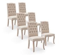Lot de 6 chaises capitonnées Jade tissu beige