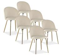 Lot de 6 chaises Cecilia velours Beige pieds or