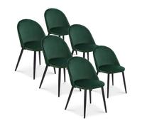 Lot de 6 chaises Cecilia velours Rouge pieds noirs