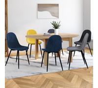 IDMarket – Chaises Dali – Lot de 6 en velours mix bleu, gris foncé, gris clair et jaune
