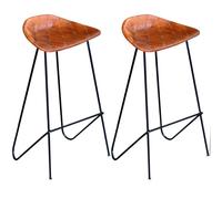 Lot de 6 Chaises de Bar Sièges Bistrot Cuisine Marron Cuir Véritable vidaXL