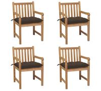Lot de 6 Chaises de Jardin avec Coussins Siège Blanc Crème Teck Solide vidaXL