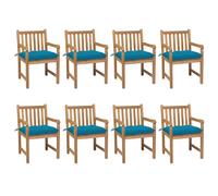 Lot de 6 Chaises de Jardin avec Coussins Siège Blanc Crème Teck Solide vidaXL