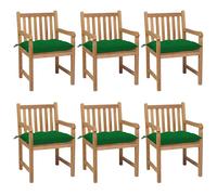 Lot de 6 Chaises de Jardin avec Coussins Siège Blanc Crème Teck Solide vidaXL