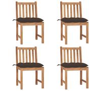 Tuinstoelen 4 st met kussens massief teakhout3073111