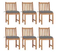 Lot de 6 Chaises de Jardin avec Coussins Siège Bois de Teck Massif vidaXL