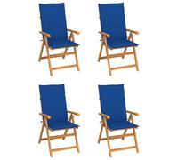 Lot de 6 Chaises de Jardin avec Coussins Siège Noir Bois Teck Massif vidaXL