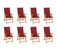 vidaXL Chaises de jardin 4 pcs. avec coussins bordeaux en teck massif