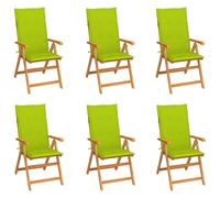 Vidaxl Chaises De Jardin 4 Pcs Avec Coussins Vert Vif Bois De Teck Vert