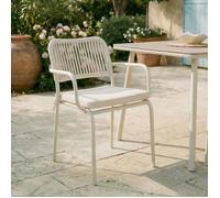 Lot de 6 chaises de jardin d'extérieur VOLONTE en aluminium beige avec coussin d'assise, chaises empilables