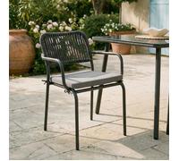Lot de 6 chaises de jardin d'extérieur VOLONTE en aluminium gris avec coussin d'assise, chaises empilables