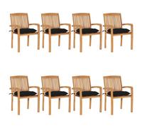 Lot de 6 Chaises de Jardin Empilables avec Coussins Siège Teck Solide vidaXL