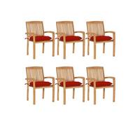 Vidaxl Chaises De Jardin Empilables Avec Coussins 6 Pcs Teck Solide