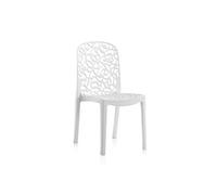 Lot de 6 chaises de jardin empilables en resine coloris blanc - Longueur 47 x Profondeur 50 x Hauteur 87 cm -PEGANE- Blanc