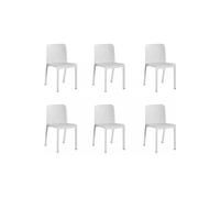 PEGANE Lot de 6 chaises de Jardin empilables en résine Coloris Blanc - Longueur 48 x Profondeur 53 x Hauteur 80 cm