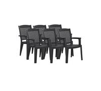 PEGANE Lot de 6 chaises de Jardin empilables en résine Coloris Gris - Longueur 59 x Profondeur 60 x Hauteur 87 cm