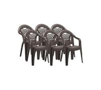 PEGANE Lot de 6 chaises de Jardin empilables en résine Coloris Marron - Longueur 58 x Profondeur 54 x Hauteur 86 cm