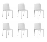 Lot de 6 chaises de jardin empilables en résine PEGANE - Blanc - Conception ergonomique - 100% recyclable