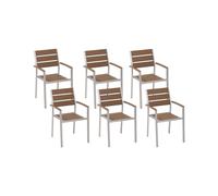 Lot de 6 Chaises de Jardin en Aluminium et Bois Synthétique Bois Clair Vernio