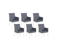 Lot de 6 Chaises de Jardin en Aluminium et Textile Gris Foncé Inoxydable Bacoli
