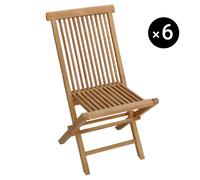 Happy Garden Lot de 6 chaises de Jardin Pliantes en Teck Lombok.