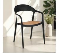 Lot de 6 Chaises de jardin LAVANDA noir, empilables 53 x 56 x 81 cm résistantes aux intempéries et aux UV