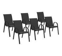 Lot de 6 chaises de jardin LYMA métal et textilène empilables noires G