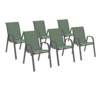 Lot de 6 chaises de jardin LYMA métal et textilène empilables vert olive et gris Vert olive G