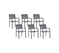 Lot de 6 Chaises de Jardin Moderne en Bois et Aluminium Noir Vernio