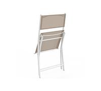 IDMarket – Lot de 6 chaises de jardin Bastia pliantes métal et textilène blanc et beige