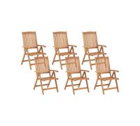 Lot de 6 Chaises de Jardin Pliantes en Bois d'Acacia Clair Facile à Ranger