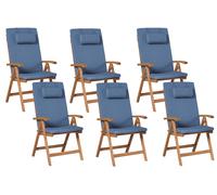 Lot de 6 Chaises de Jardin Rustique en Bois d'Acacia Pliantes avec Coussins Rési